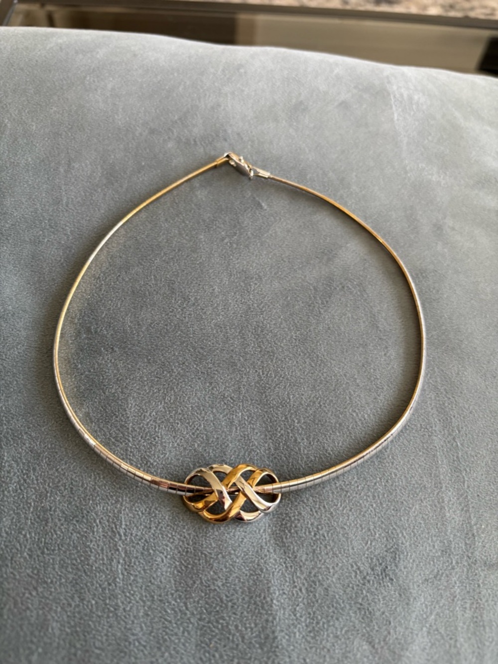 Elegant Two-Tone Gold Silver Knot Choker Necklace